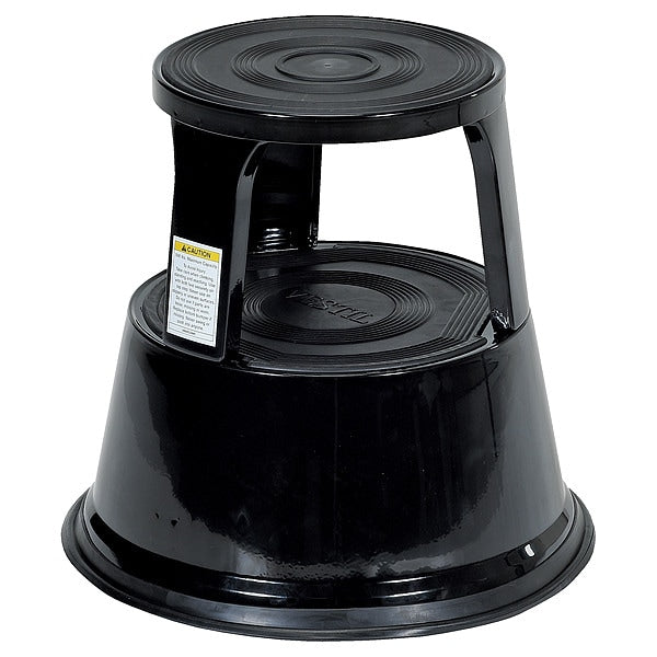 Vestil STEP-17-BK Rolling Step Stool - Black, 2 Steps, 17.125 Overall Height, Steel, Black
