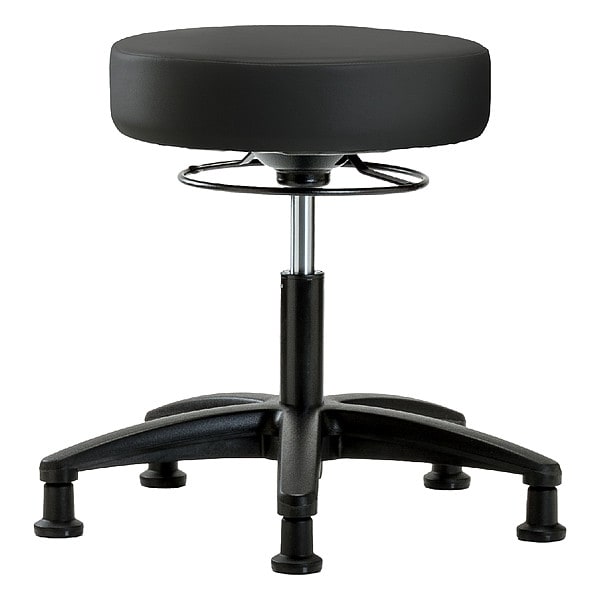 Blue Ridge Ergonomics VDHSO-RG-RG-8540 Rutledge Vinyl Stool without Back - Desk Height with Stationary Glides in Black Trailblazer™ Vinyl
