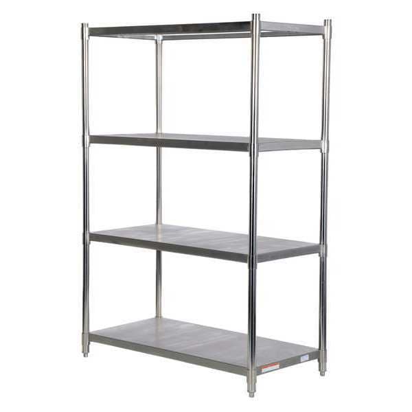 Vestil SSS-2448 Metal Shelving Unit, 24"D x 48"W x 74"H, 4 Shelves, Stainless Steel