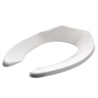 Jones Stephens C106SSC90 Black Plastic Toilet Seat, Open Front less Cover, Self-Sustaining Check Hinges, Elongated