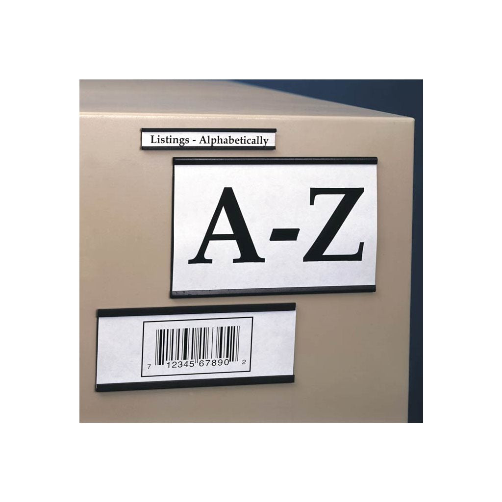 Aigner Label Holder MC204 - Magnetic "C" Channel Card Label Holder - 2" x 4" - Black - 25/Pack