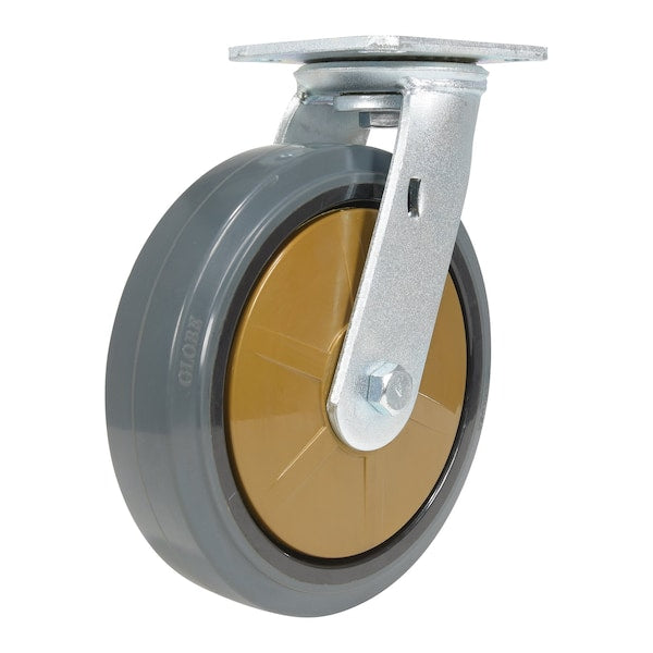 Vestil CST-KSM-8X2MR-S Rubber Swivel Caster 8 In. Diameter x 2 In. Width 881 Lb. Capacity Dark Gray/Gold