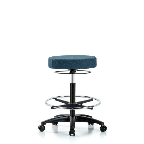 Blue Ridge Ergonomics VHBSO-RG-CF-RC-8822 Rutledge Vinyl Stool without Back - High Bench Height with Chrome Foot Ring & Casters in Storm Supernova™ Vinyl