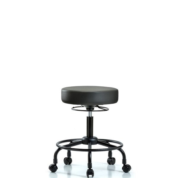 Blue Ridge Ergonomics VDHSO-RT-RC-8823 Rutledge Vinyl Stool without Back - Desk Height with Round Tube Base & Casters in Carbon Supernova™ Vinyl