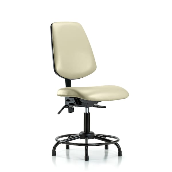 Blue Ridge Ergonomics VDHCH-MB-RT-T1-A0-RG-8501 Rutledge Vinyl Chair - Desk Height with Round Tube Base, Medium Back, Seat Tilt, & Stationary Glides in Adobe White Trailblazer™ Vinyl