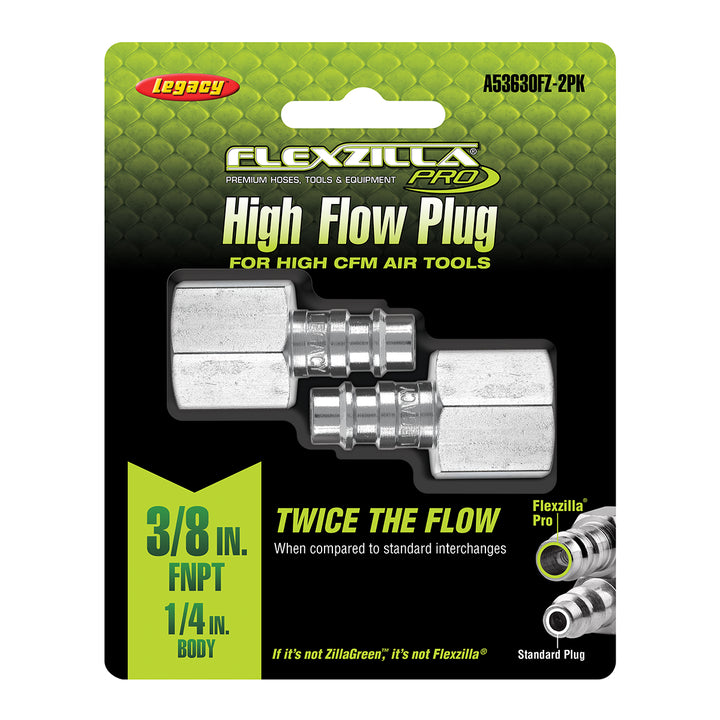 FlexZilla A53630FZ-2PK Pro High Flow Plug, 1/4" Body, 3/8" FNPT, 2-Pack