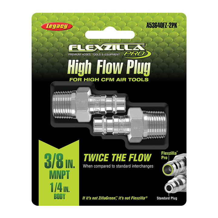 FlexZilla A53640FZ-2PK Pro High Flow Plug, 1/4" Body, 3/8" MNPT, 2-Pack