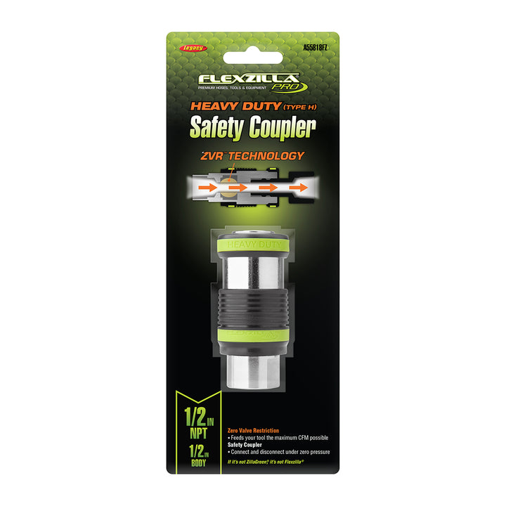 FlexZilla A55818FZ Pro Heavy Duty Safety Coupler, 1/2" Body, 1/2" FNPT
