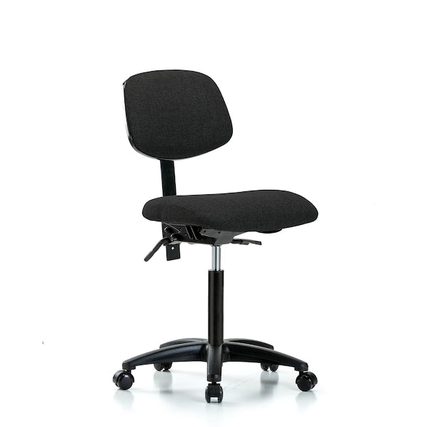 Blue Ridge Ergonomics FMBCH-RG-T0-A0-NF-RC-F42 Rutledge Fabric Chair - Medium Bench Height with Casters in Black Fabric