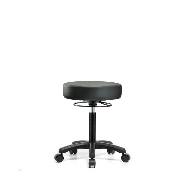 Blue Ridge Ergonomics VMBMS-RG-NF-RC-8823 Vinyl Mini-Stool - Medium Bench Height with Casters in Carbon Supernova™ Vinyl