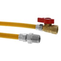 Jones Stephens G72300 1/2" OD (3/8" ID) Gas Connector Assembly, Yellow Coated, 1/2" MIP x 1/2" FIP Ball Valve x 12"