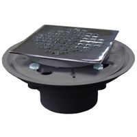 Jones Stephens D50134TP 2" x 3" PVC Shower Drain with 2" PVC Spud and 4" Square Chrome Plated Cast Strainer with Test Plug