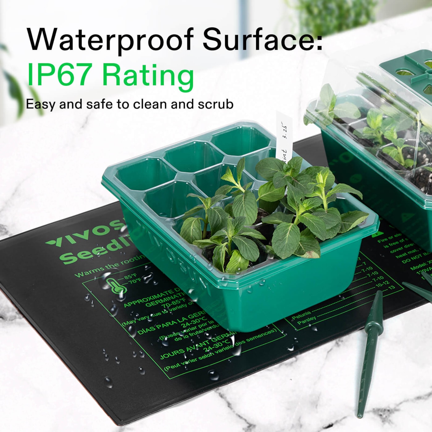 Vivosun Seedling Combo w/ 3-Pack 10"x20.75" Heat Mat and 6-Pack Seed Starter Trays