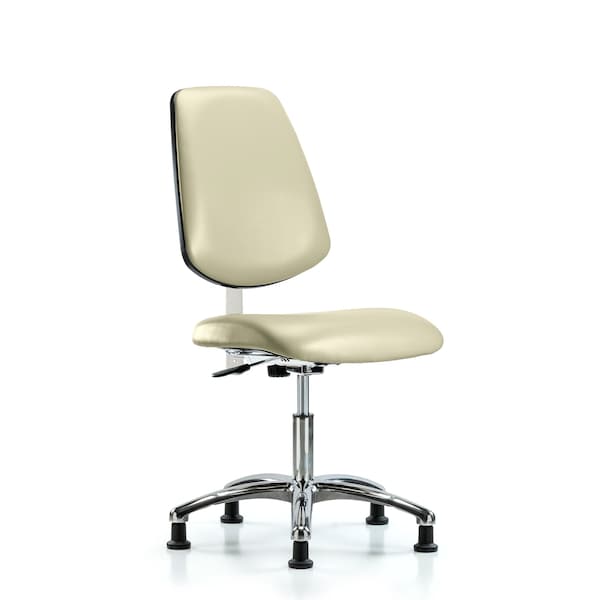 Blue Ridge Ergonomics NCR-VDHCH-MB-CR-T1-A0-RG-8501 Class 100 Vinyl Clean Room Chair - Desk Height with Medium Back, Seat Tilt, & Stationary Glides in Adobe White Trailblazer™ Vinyl