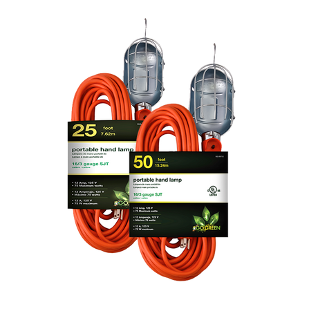 GoGreen Power GG-36750 50' 16/3 SJT, side outlet and steel guard, U/L - Orange