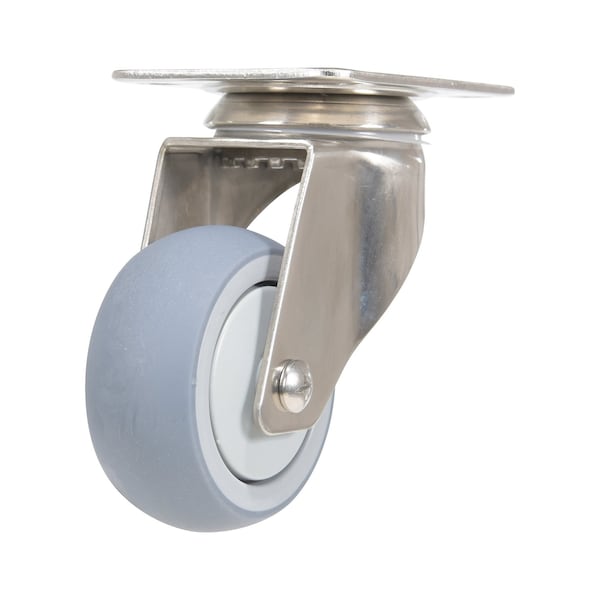 Vestil CST-E-SS-3X1TPR-S Thermoplastic Rubber Swivel Caster 3 In. Diameter x 1 In. Width 225 Lb. Capacity Gray