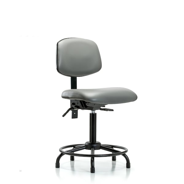 Blue Ridge Ergonomics VMBCH-RT-T1-A0-RG-8840 Rutledge Vinyl Chair - Medium Bench Height with Round Tube Base, Seat Tilt, & Stationary Glides in Sterling Supernova™ Vinyl