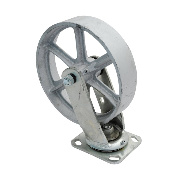 Vestil CST-MA-8X2-S Cast Iron/Steel Swivel Caster 8 In. Diameter x 2 In. Width 1400 Lb. Capacity Gray
