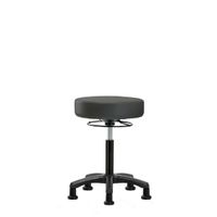 Blue Ridge Ergonomics VMBSO-RG-CF-RG-8605 Rutledge Vinyl Stool without Back - Medium Bench Height with Chrome Foot Ring & Stationary Glides in Charcoal Trailblazer™ Vinyl