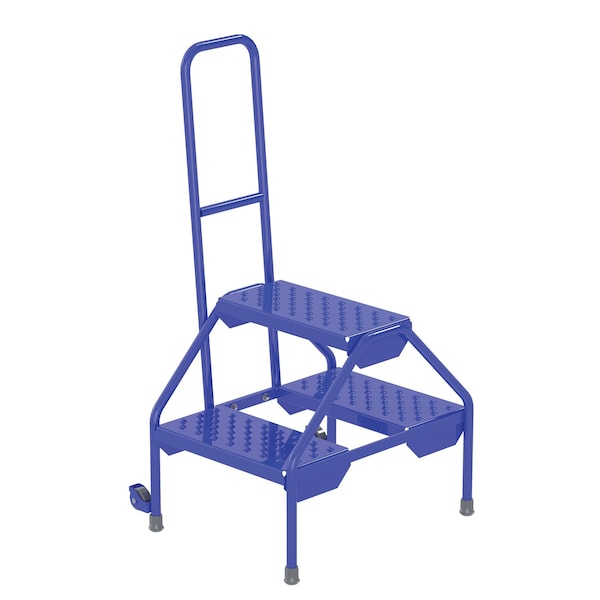 Vestil RLAD-P-2-B Blue Rolling Two Step, Perforated Steps, 2 Steps, 42 Overall Height, Steel, Blue