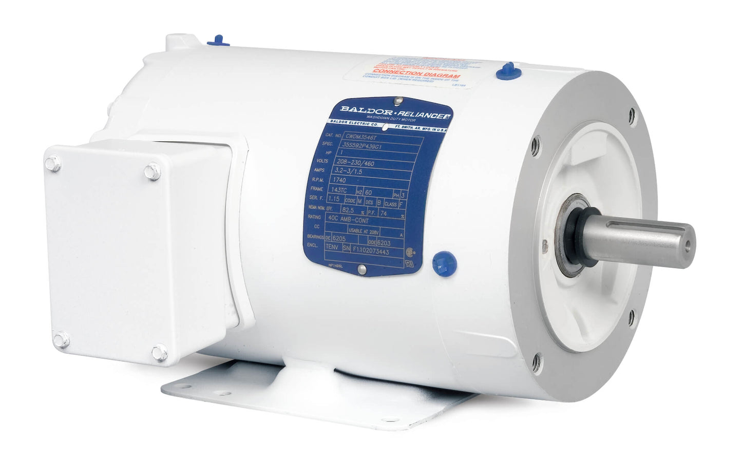Baldor CWDM3539 .5HP, 1165RPM, 3PH, 60HZ, 56C, 3522M, TENV, F1