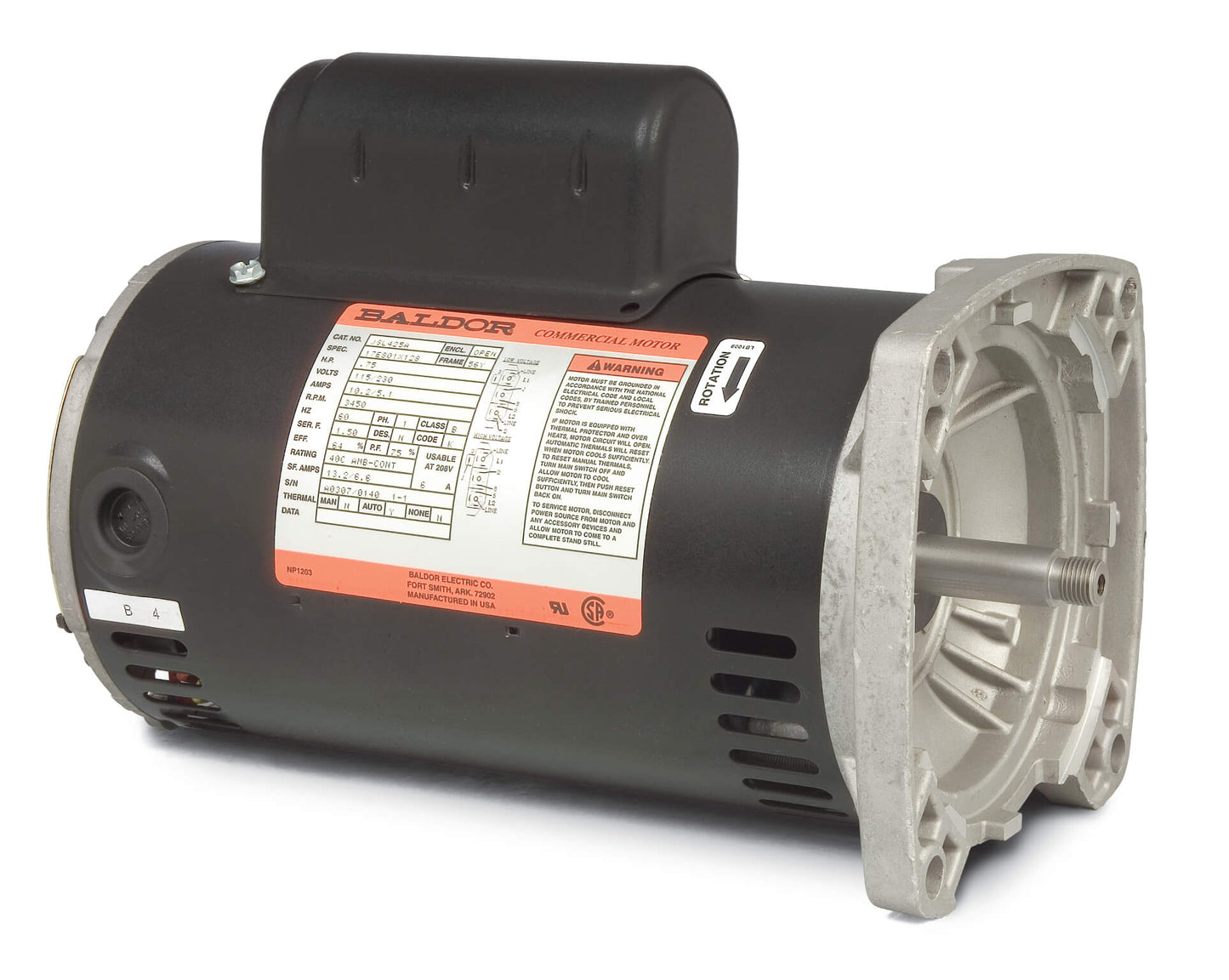 Baldor JSL425A .75HP, 3450RPM, 1PH, 60HZ, 56Y, 3420L, OPEN, F1
