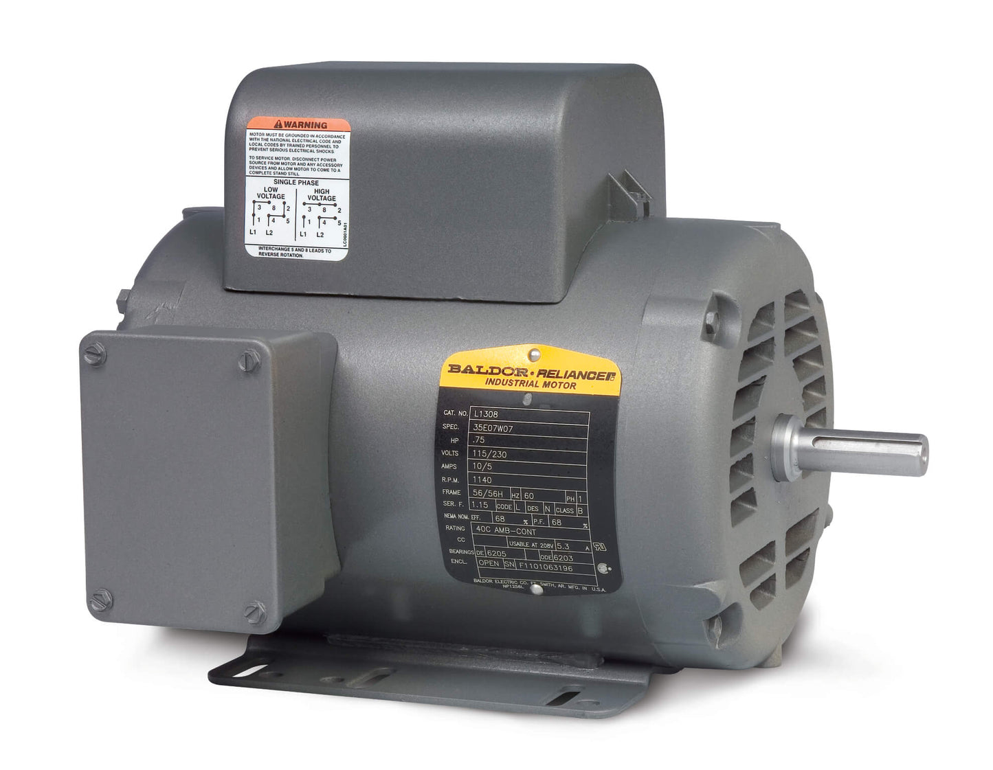 Baldor L1508T 5Hp, 1745Rpm, 1Ph, 60Hz, 213T, 3727L
