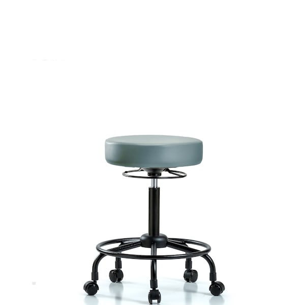 Blue Ridge Ergonomics VMBSO-RT-RC-8822 Rutledge Vinyl Stool without Back - Medium Bench Height with Round Tube Base & Casters in Storm Supernova™ Vinyl