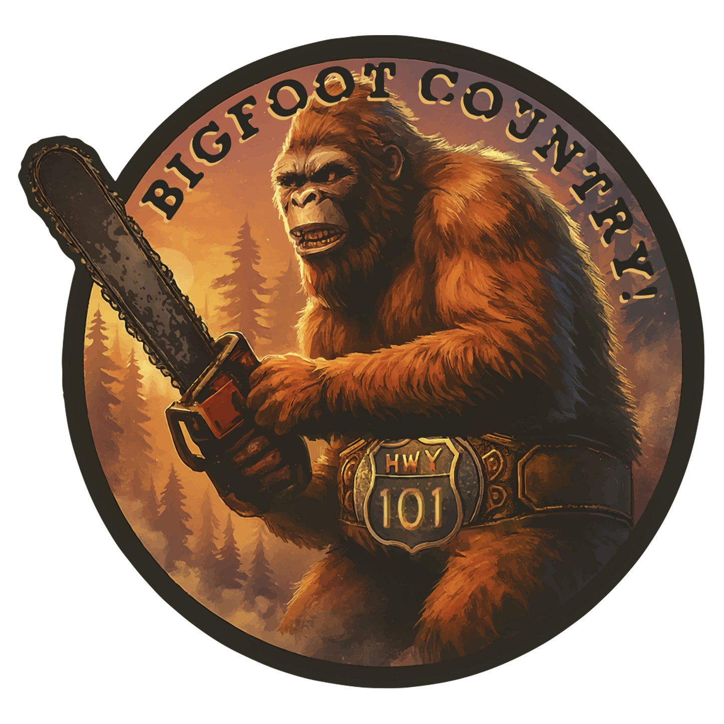 Paradise Clay IHS070 Bigfoot Country HWY 101 - Vinyl Sticker (1 STICKER)