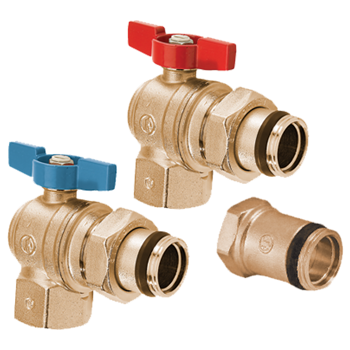 Legend Valves 800-825 1" Angle Isolation Valve, Red & Blue Pair; for M-8000, M-8100, & M-8200 Brass Manifolds