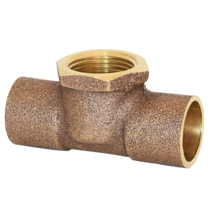 Legend Valves 302-358 1-1/4" x 1-1/4" x 3/4" Cast Brass Sweat x Sweat x FNPT Tee