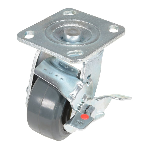 Vestil CST-KSM-4X2MR-SWB Rubber Swivel With Brake Caster 4 In. Diameter x 2 In. Width 551 Lb. Capacity Dark Gray/Gold