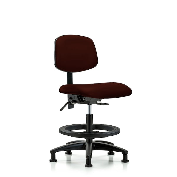 Blue Ridge Ergonomics VMBCH-RG-T0-A0-BF-RG-8569 Rutledge Vinyl Chair - Medium Bench Height with Black Foot Ring & Stationary Glides in Burgundy Trailblazer™ Vinyl