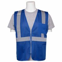 Delta Plus WEL63267RB2X S863P Non-ANSI Mesh Zip Front Safety Vest, Blue, 2X