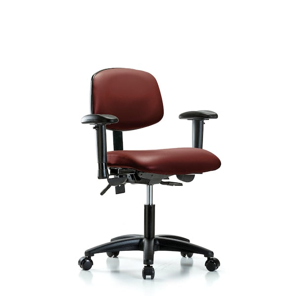 Blue Ridge Ergonomics VDHCH-RG-T1-A1-RC-8815 Rutledge Vinyl Chair - Desk Height with Seat Tilt, Adjustable Arms, & Casters in Borscht Supernova™ Vinyl