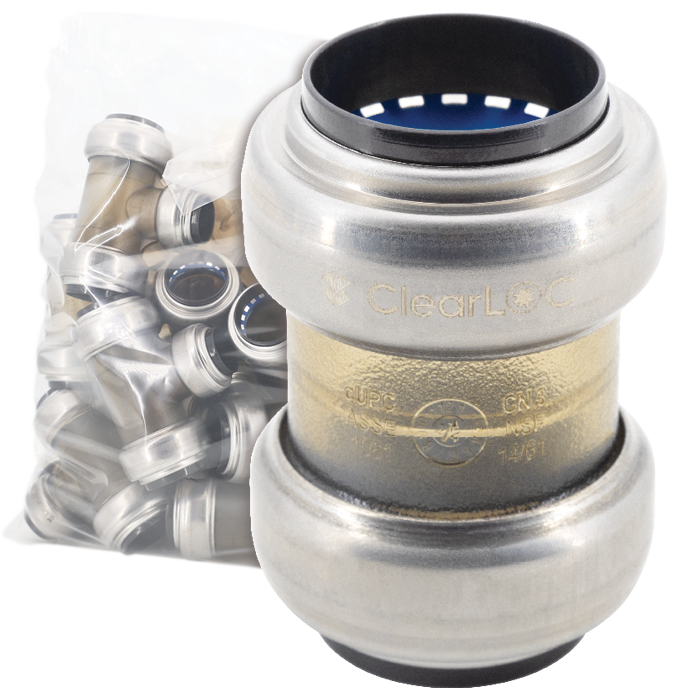 Legend Valves 457-523B 1/2" ClearLOC Removable Push-Fit Coupling Bulk Pack