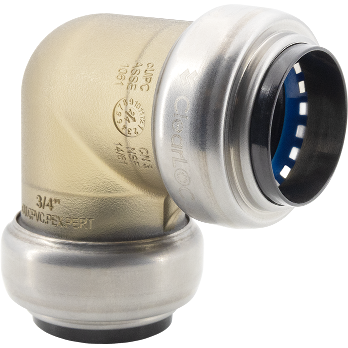 Legend Valves 457-054 3/4" ClearLOC Removable Push-Fit Elbow