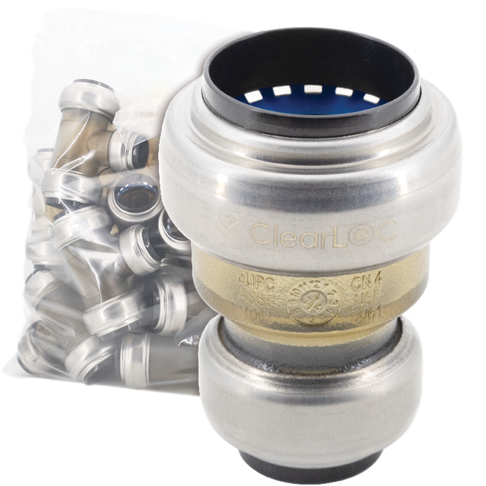 Legend Valves 457-526B 1" x 3/4" ClearLOC Removable Push-Fit Reducing Coupling Bulk Pack