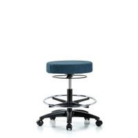 Blue Ridge Ergonomics FMBSO-RT-RG-F43 Rutledge Fabric Stool without Back - Medium Bench Height with Round Tube Base & Stationary Glides in Blue Fabric