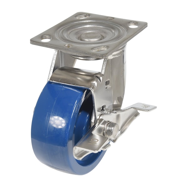 Vestil CST-F-SS-5X2SP-SWB Solid Polyurethane Swivel With Brake Caster 5 In. Diameter x 2 In. Width 1000 lb Dark Blue