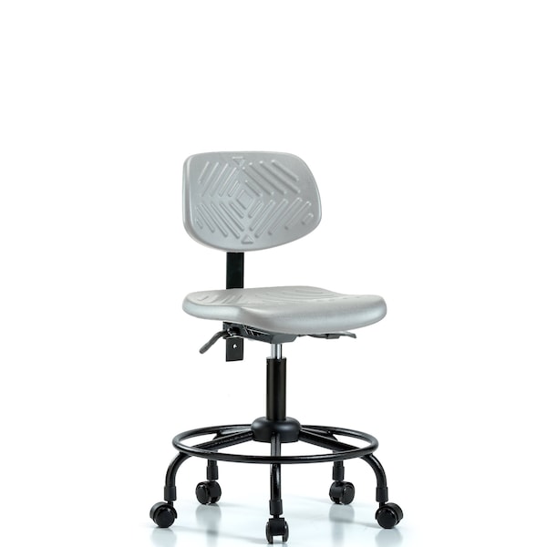 Blue Ridge Ergonomics PDHCH-RT-T0-A0-RG-BLU Polyurethane Chair Round Tube Base - Desk Height with Stationary Glides in Blue Polyurethane