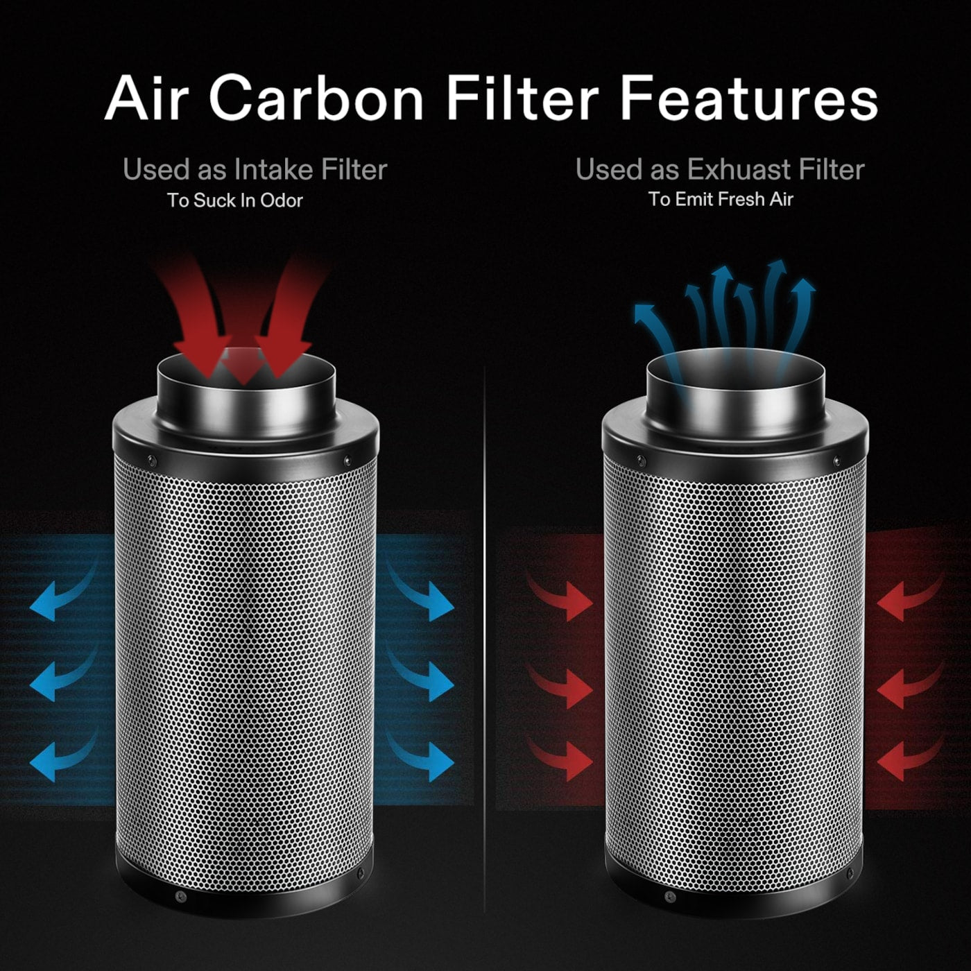 Vivosun 4-Inch Air Carbon Filter for Odor Control, Black
