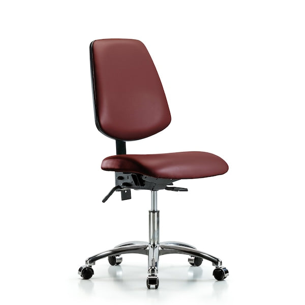 Blue Ridge Ergonomics VDHCH-MB-CR-T0-A0-CC-8815 Rutledge Vinyl Chair Chrome - Desk Height with Medium Back & Casters in Borscht Supernova™ Vinyl