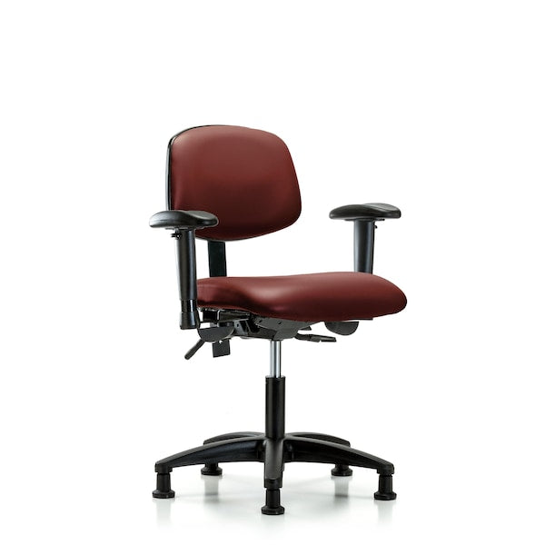 Blue Ridge Ergonomics VDHCH-RG-T0-A1-RG-8815 Rutledge Vinyl Chair - Desk Height with Adjustable Arms & Stationary Glides in Borscht Supernova™ Vinyl