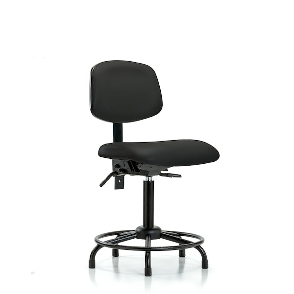 Blue Ridge Ergonomics VMBCH-RT-T0-A0-RG-8540 Rutledge Vinyl Chair - Medium Bench Height with Round Tube Base & Stationary Glides in Black Trailblazer™ Vinyl