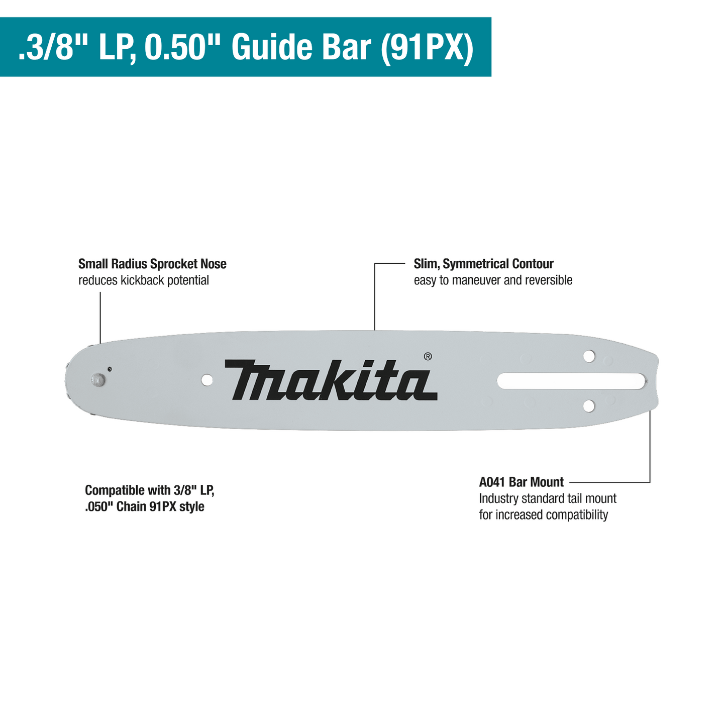 Makita E-00103 16" Guide Bar, 3/8 LP, .050