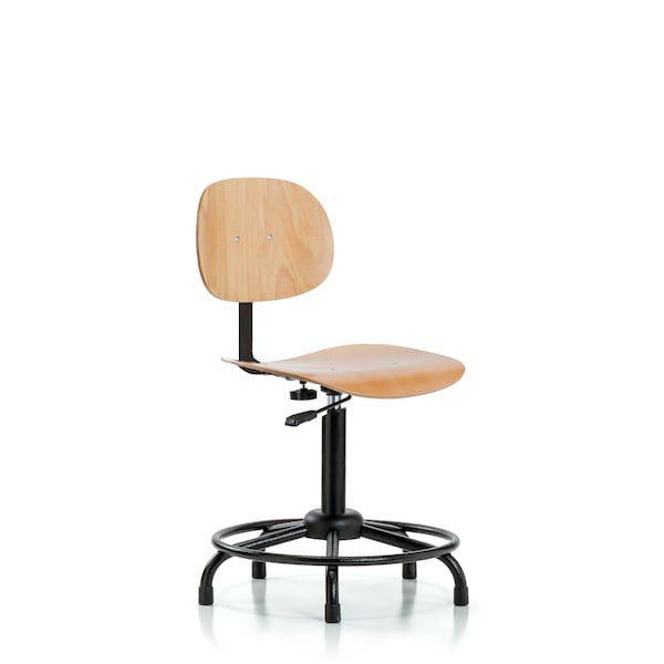 Blue Ridge Ergonomics WMBCH-RT-RG Wood Chair - Medium Bench Height with Round Tube Base & Stationary Glides