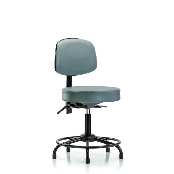 Blue Ridge Ergonomics VDHST-RT-T0-RG-8822 Rutledge Vinyl Stool with Back - Desk Height with Round Tube Base & Stationary Glides in Storm Supernova™ Vinyl