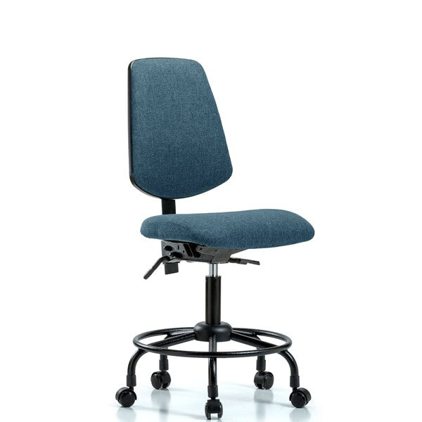 Blue Ridge Ergonomics FDHCH-MB-RT-T0-A0-RC-F43 Rutledge Fabric Chair - Desk Height with Round Tube Base, Medium Back, & Casters in Blue Fabric