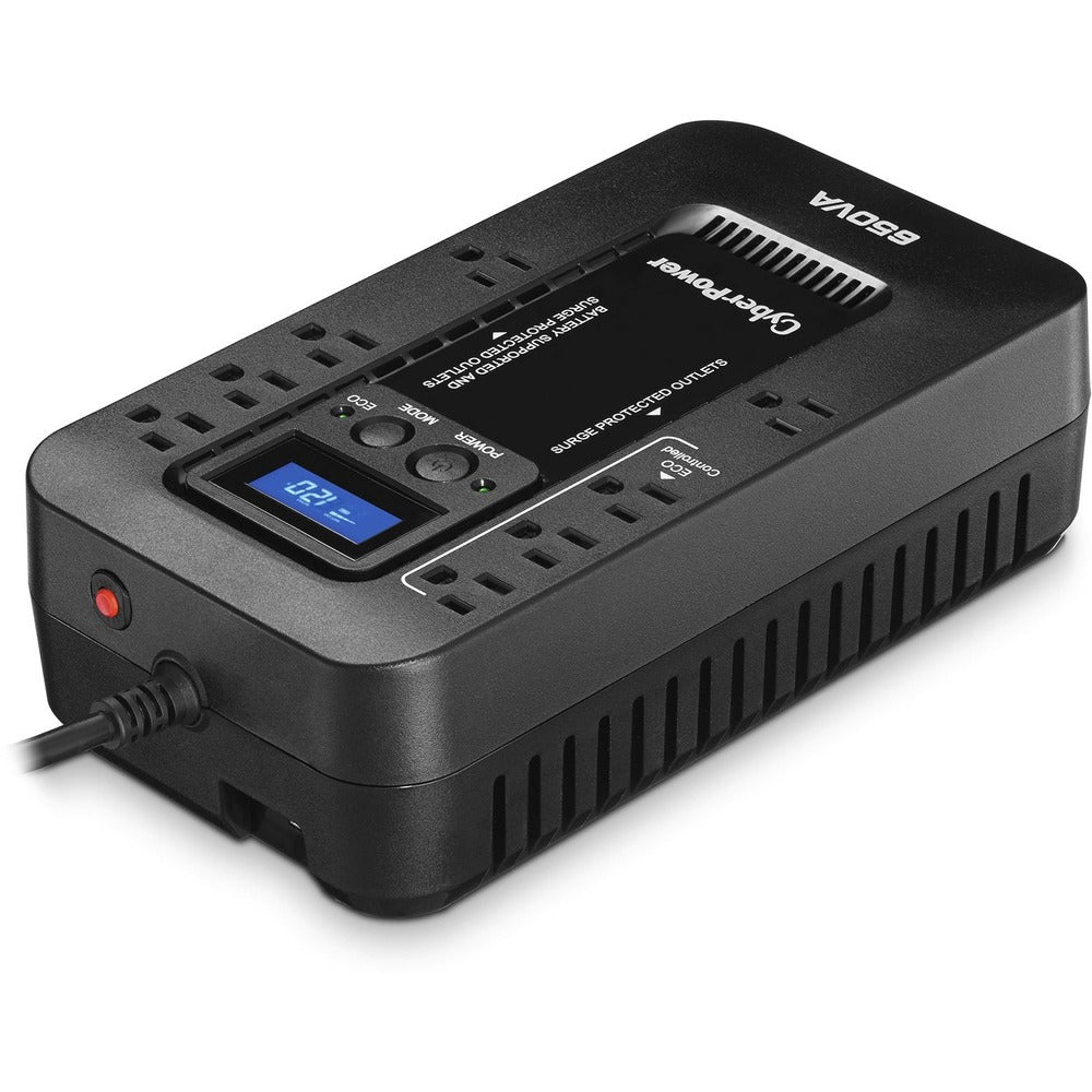 CyberPower EC650LCD Ecologic 650VA/390W Energy Efficient LCD Desktop ECO UPS - 650 VA/390 W - Desktop - 8 Minute Half Load - 8 x NEMA 5-15R